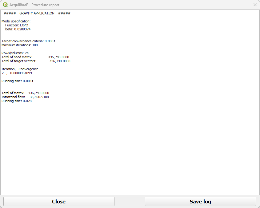 Apply Gravity - Procedure output