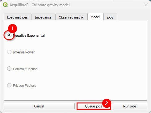 Calibrate Gravity - Queue negative exponential model