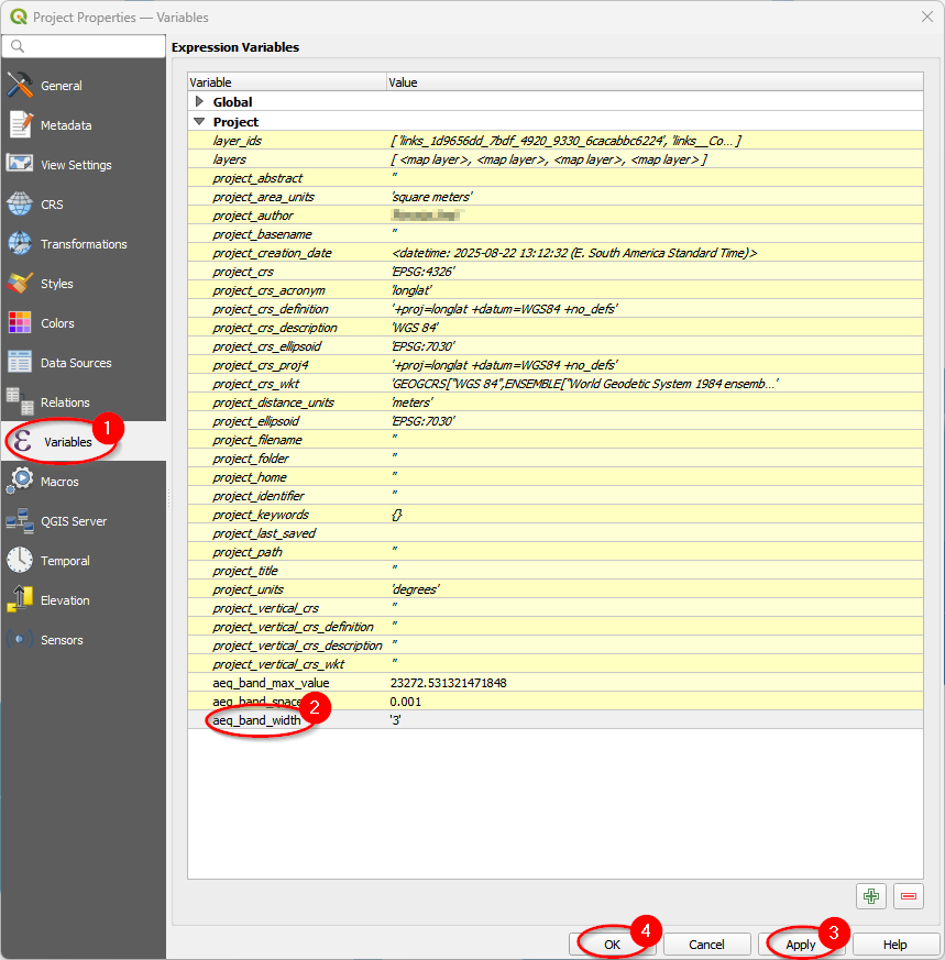 Edit project variables