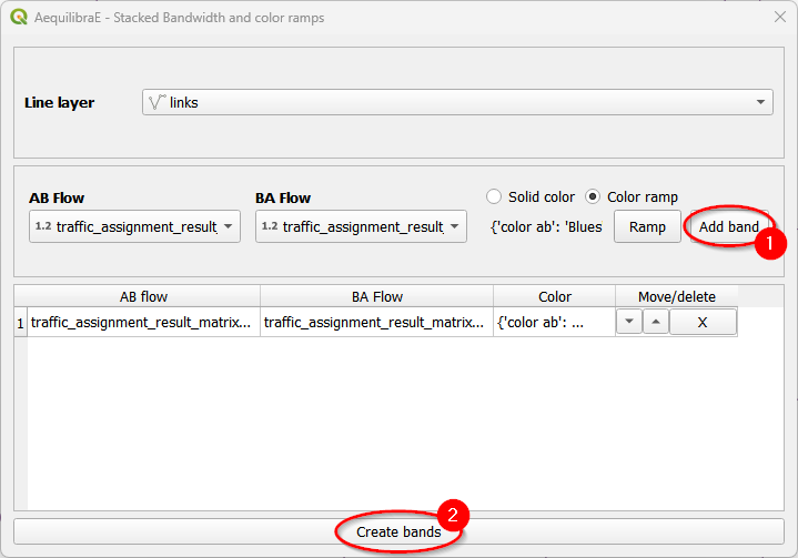 Add stacked bandwidth with color ramp - add band
