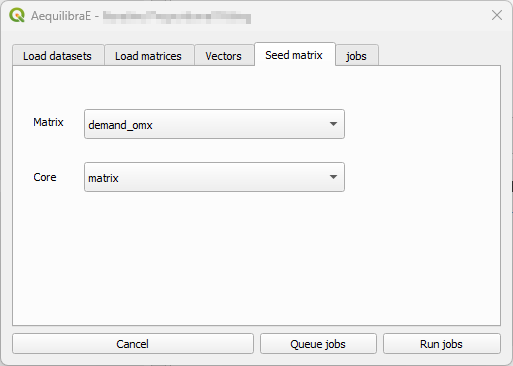 Configure seed matrix tab at trip distribution