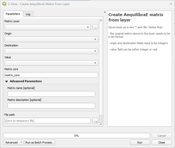 Processing provider import matrices